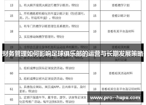 财务管理如何影响足球俱乐部的运营与长期发展策略 财务管理如何影响足球俱乐部的运营与长期发展策略